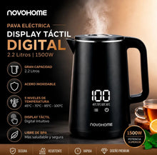 Cargar imagen en el visor de la galería, Pava Eléctrica Digital Novohome 2 L · Temperatura para Mate 🛒