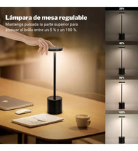 Cargar imagen en el visor de la galería, Velador LED Recargable Táctil · Dimmer y 3 Tonos de Luz · Negro 🔥35%OFF🔥 🛒