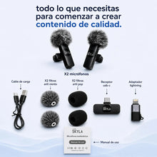 Cargar imagen en el visor de la galería, Micrófono Corbatero Inalámbrico x2 para Celular · USB-C y iPhone 🛒