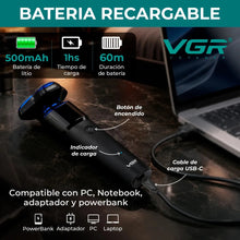 Cargar imagen en el visor de la galería, Afeitadora Eléctrica Recargable VGR V-325 · 3 Cabezales al Ras 🔥35%OFF🔥 🛒