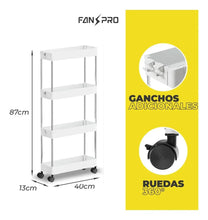 Cargar imagen en el visor de la galería, Carrito Organizador Angosto 4 Niveles con Ruedas · Cocina y Baño 🔥35%OFF🔥 🛒