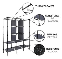 Cargar imagen en el visor de la galería, Armario Portátil Desarmable con Perchero y 8 Estantes · Gris 🔥35%OFF🔥 🛒