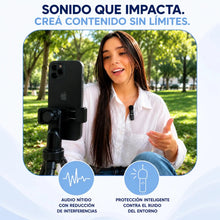 Cargar imagen en el visor de la galería, Micrófono Corbatero Inalámbrico x2 para Celular · USB-C y iPhone 🛒