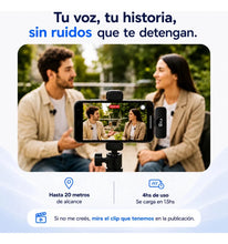 Cargar imagen en el visor de la galería, Micrófono Corbatero Inalámbrico x2 para Celular · USB-C y iPhone 🛒
