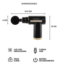 Cargar imagen en el visor de la galería, Pistola Masajeadora Muscular Gadnic · 6 Velocidades 4 Cabezales 🛒