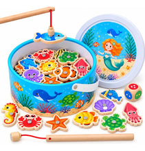 Cargar imagen en el visor de la galería, Juego de Pesca de Madera 38 Piezas + 2 Cañas · Didáctico Montessori 🛒