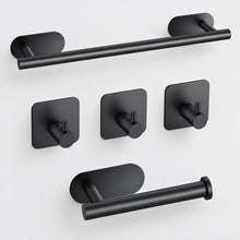 Cargar imagen en el visor de la galería, Set Accesorios de Baño Adhesivos Negro Mate · Sin Perforar · 5 Piezas 🔥35%OFF🔥 🛒